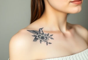 crows with flowers tattoo idea