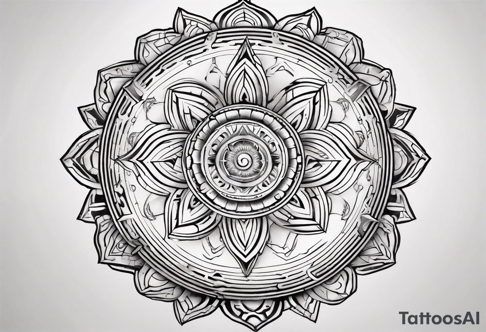 Make a mandala with a futuristic look tattoo idea