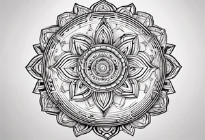 Make a mandala with a futuristic look tattoo idea
