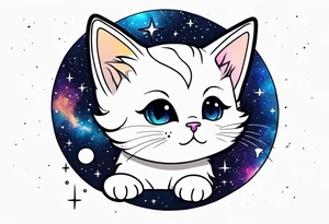 Cute kitten and galaxy tattoo idea