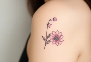 cosmos, lily of the valley, and chrysanthemum tattoo idea