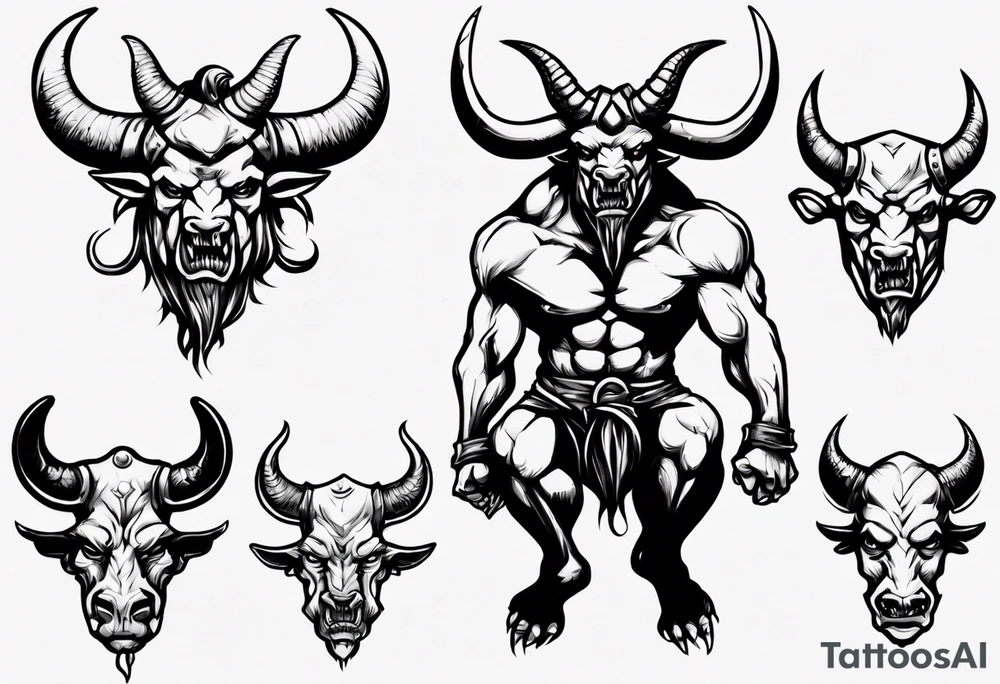 evil minotaur tattoo idea