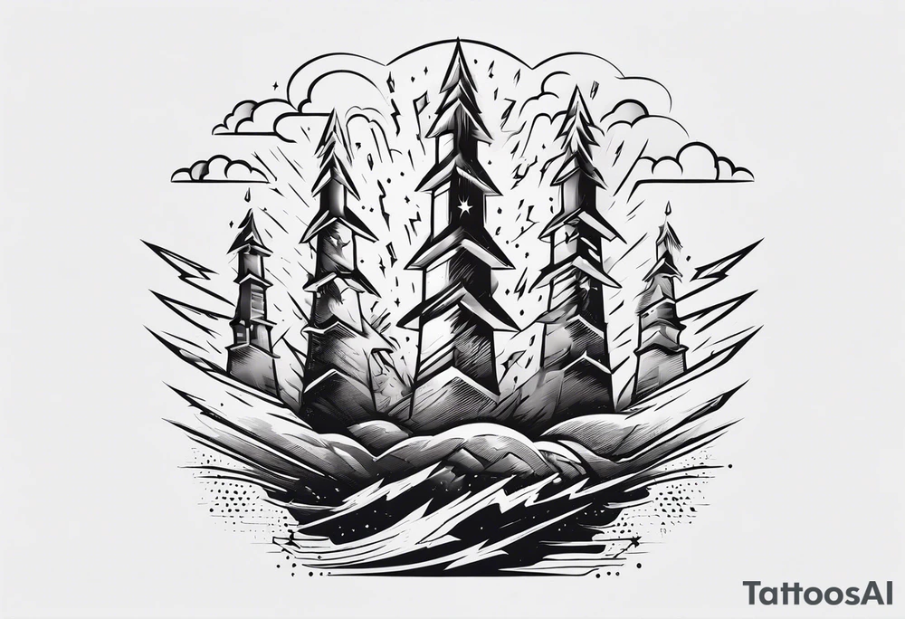 multiple lightning bolts tattoo idea