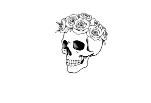 skull with crown of roses tattoo idea