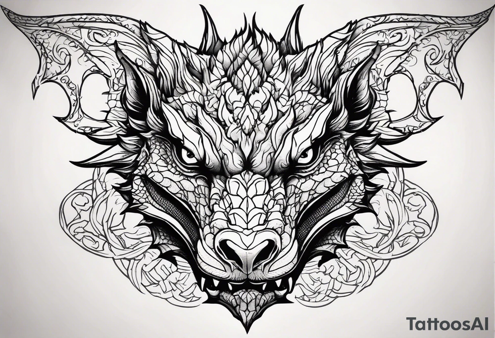 Dragon head facing front tattoo idea