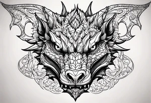 Dragon head facing front tattoo idea