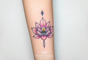 A lotus and orchid combination, blending Buddhist symbolism with the elegance of an orchid, in soft pastel tones tattoo idea