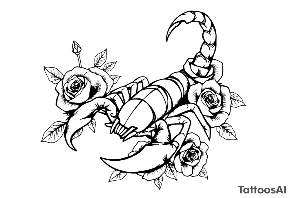 Scorpion with roses tattoo idea