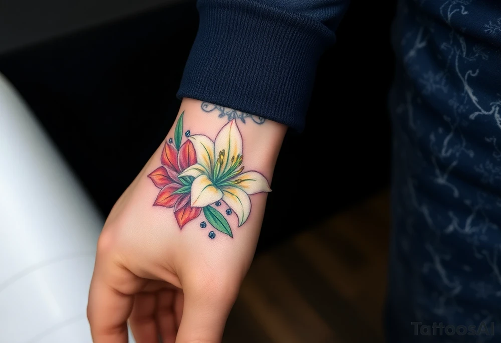 Lilies and emeralds tattoo idea
