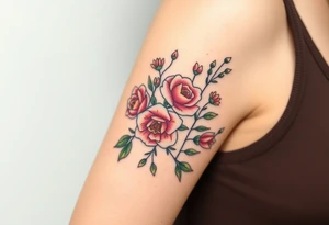vintage bouquet of wild roses and meadow flowers with morning dew tattoo idea