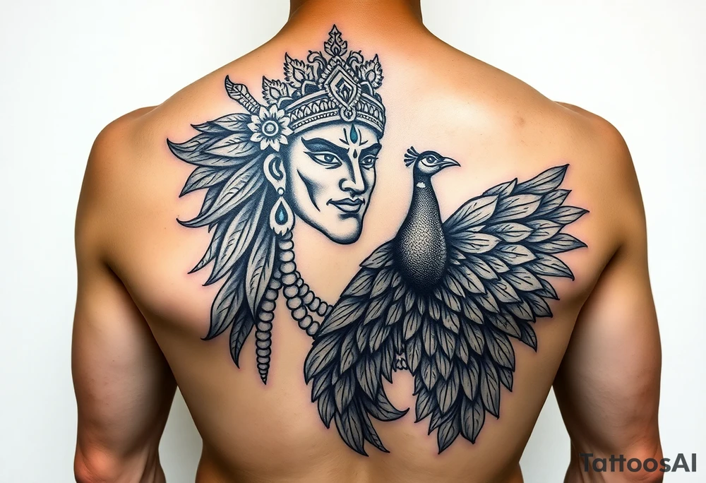 lord murugan tattoonpeacock colorful tattoo idea