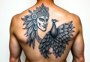 lord murugan tattoonpeacock colorful tattoo idea