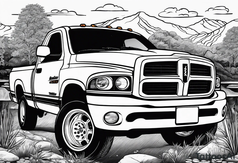 1996 dodge ram 1500 single cab short bed in front of pond tattoo idea