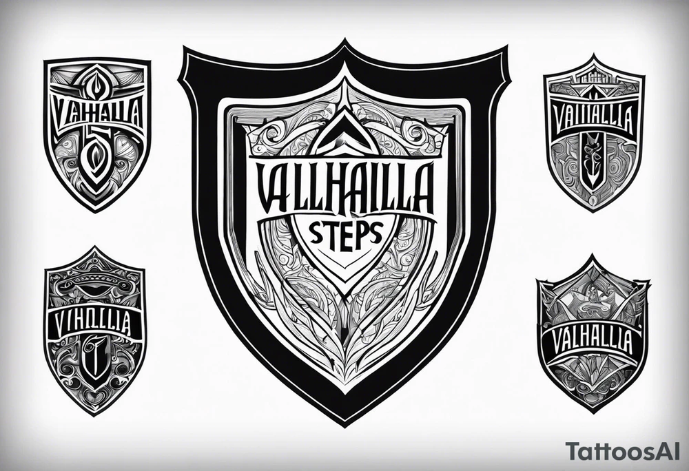 Valhalla steps shield tattoo idea
