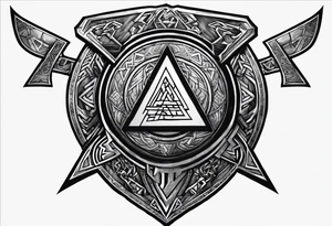 Valhalla shield valknut axe steps tattoo idea