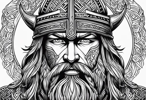 Stylized viking face tattoo idea