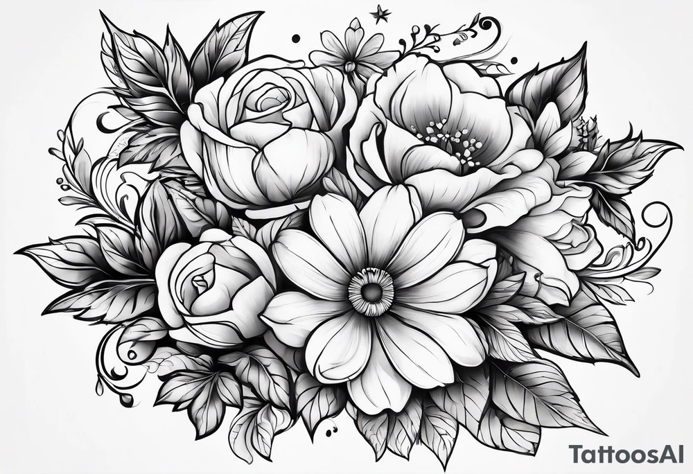 ornaments of flowers tattoo idea