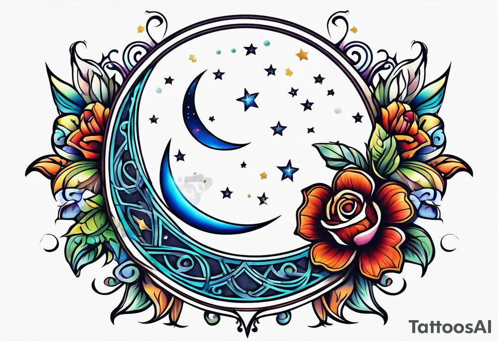 Stars moon tattoo idea