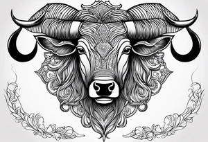 Show me images of a tattoo involving fraternitis vinculum and a bull from the Latin triumvirate tattoo idea