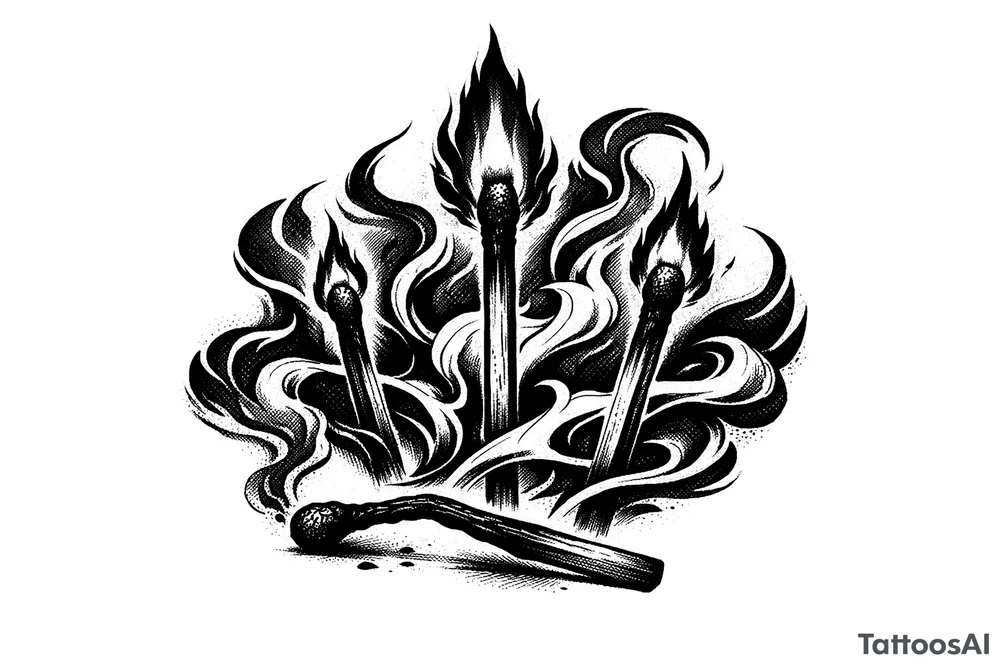 burning matchsticks tattoo tattoo idea