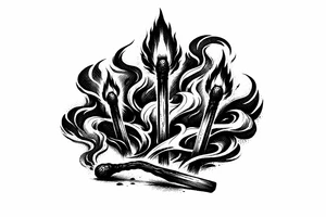 burning matchsticks tattoo tattoo idea