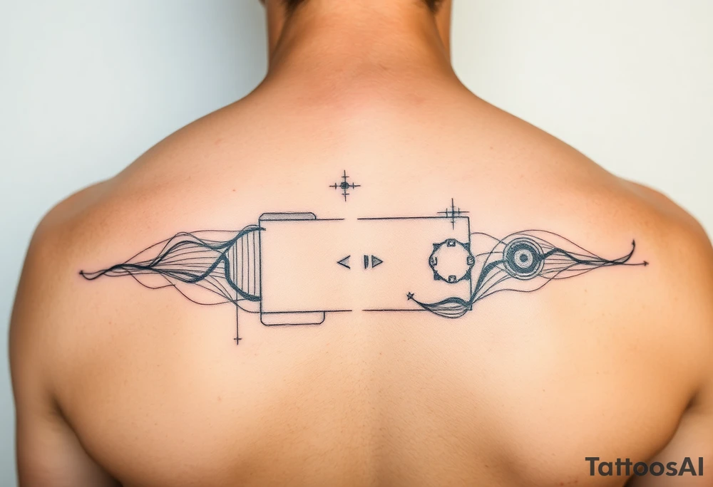 Abstract Line tattoo of pause, play, rewind, & stop with mental and spiritual awareness small and feminine tattoo idea