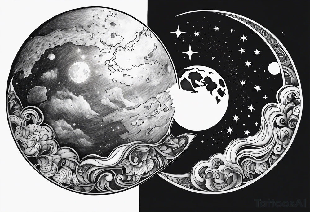 moon and earth collide tattoo idea