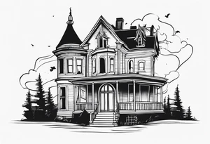 haunted house tattoo idea