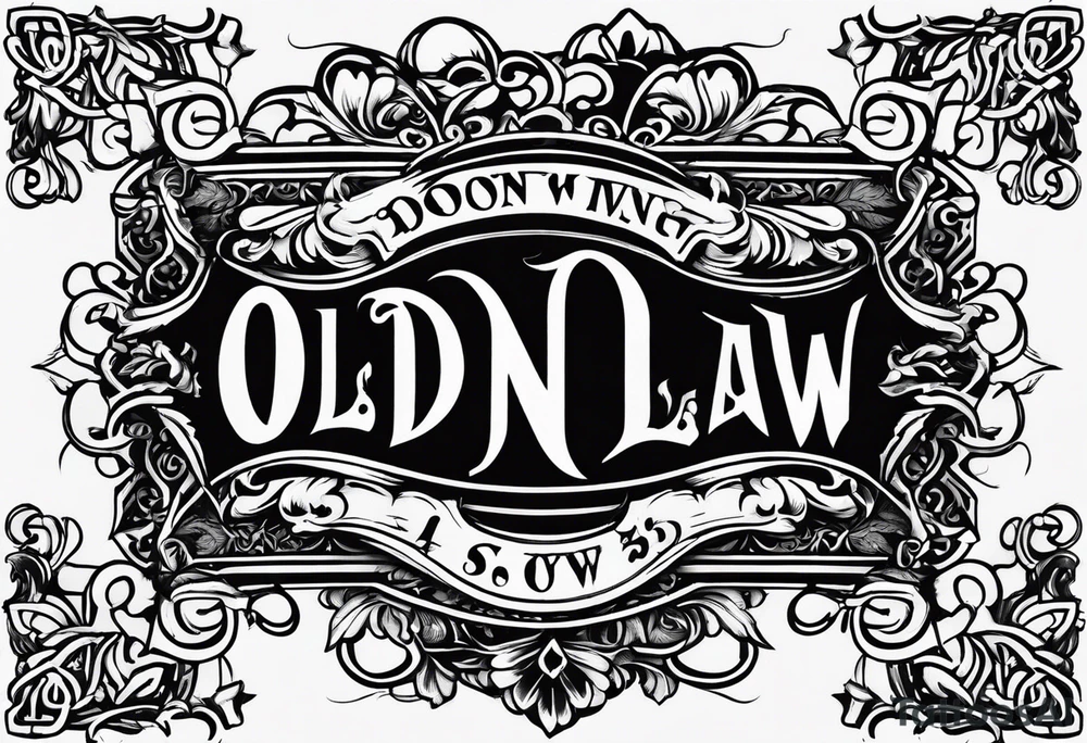 Old English font saying down by Law tattoo idea