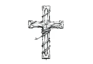 Cross wrapped in barb wire tattoo idea