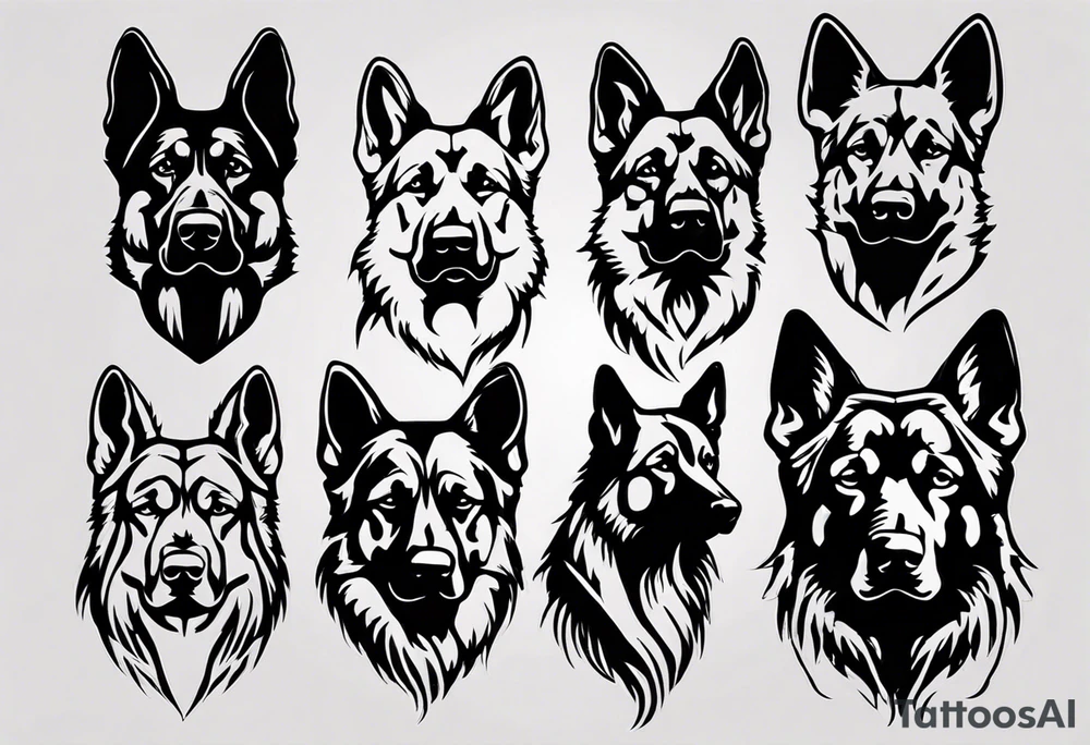 Dark brown German shepherd tattoo idea