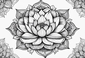 Lotus flower mandala with fine lines tattoo idea