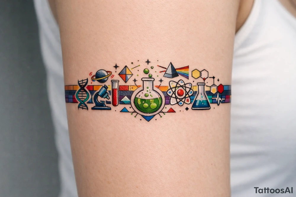 armband, abstract, geometric, full of color, and lab themed tattoo idea