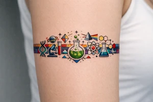 armband, abstract, geometric, full of color, and lab themed tattoo idea