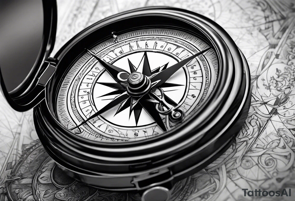 pocket compass opened with signature engraving on the top half inside tattoo idea pocket compass opened with signature engraving on the top half inside tattoo idea