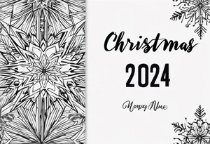 Christmas 2024 personalized name banner on a 20 oz tumbler minimalist snowflake motif tattoo idea