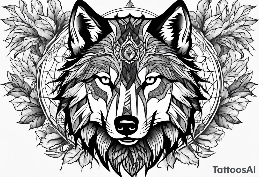alpha wolf for mans chest tattoo idea