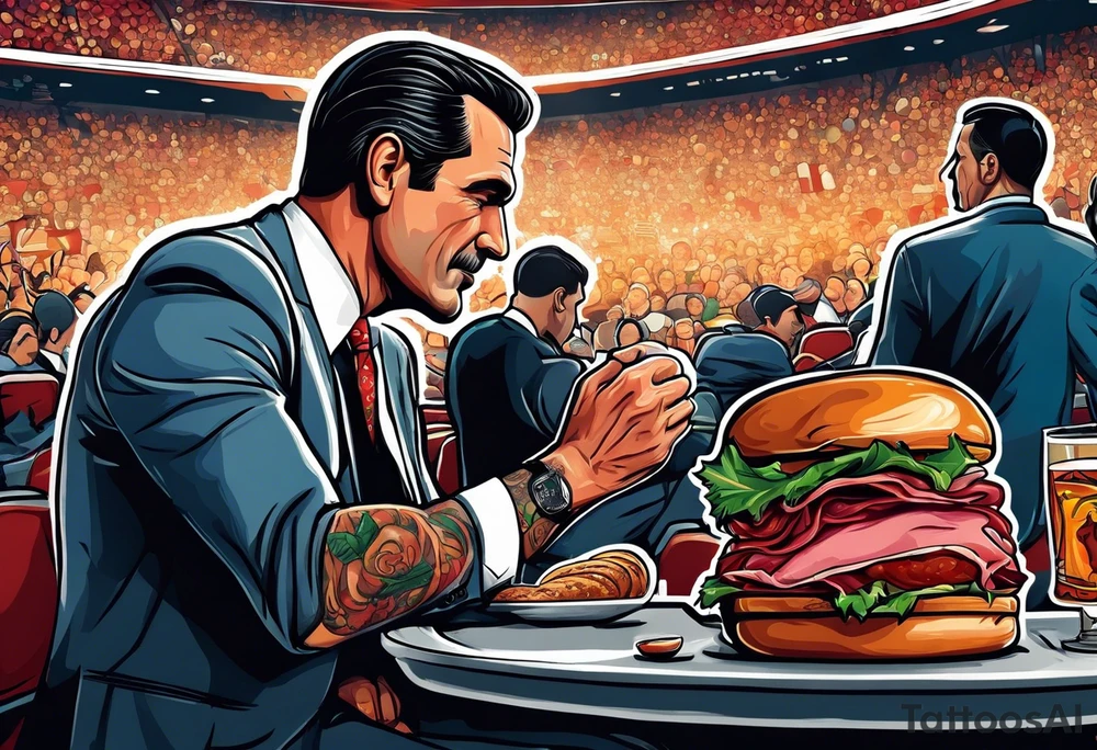 Don Draper eating a ham sandwich at a basketball game tattoo idea