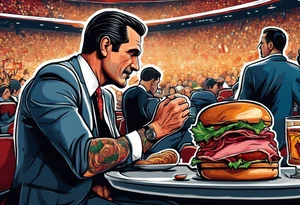 Don Draper eating a ham sandwich at a basketball game tattoo idea