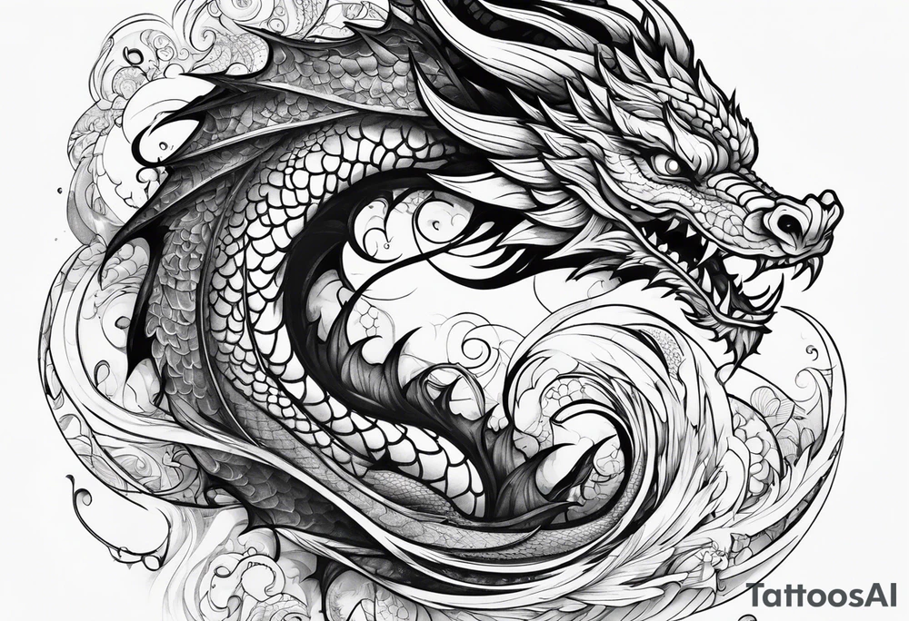 dragon swirling tattoo idea
