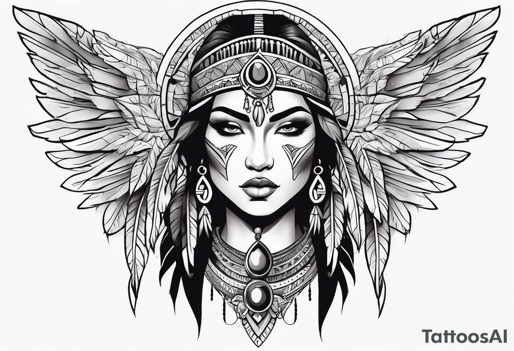 kali, valkrye, goddess, native american, left side chest, wing tattoo idea kali, valkrye, goddess, native american, left side chest, wing tattoo idea