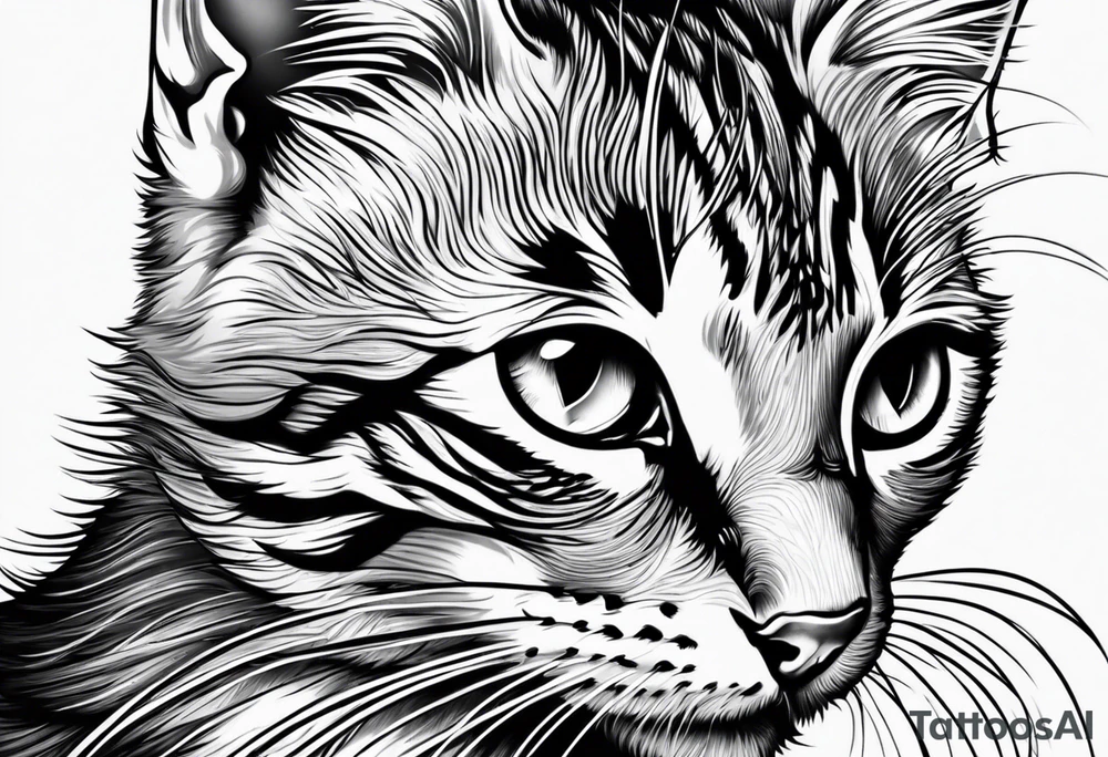 Short hair Kitten tattoo idea
