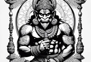 Hanuman ji with mace tattoo idea