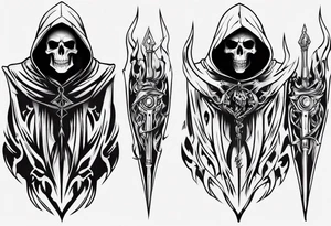 Upper half of a hooded reaper with no weapon tattoo idea
