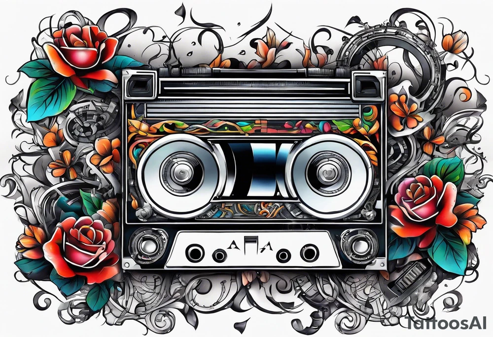 sleeve

intertwined music notes, cassette tape record tattoo idea