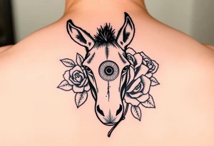 donkey, eyeball, rose tattoo idea