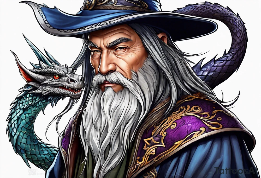 Wizard with dragon tattoo idea