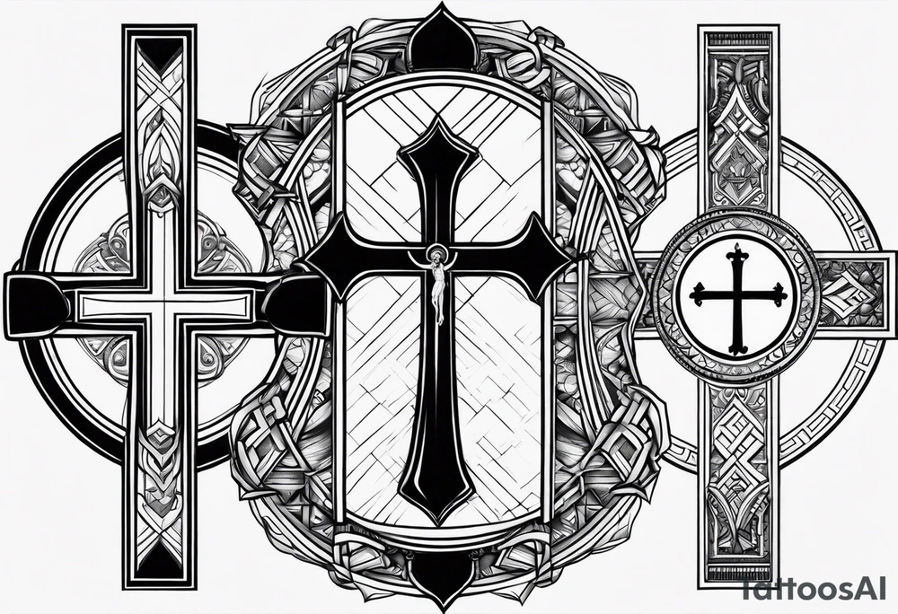 four stoic virtues and christian cross tattoo idea