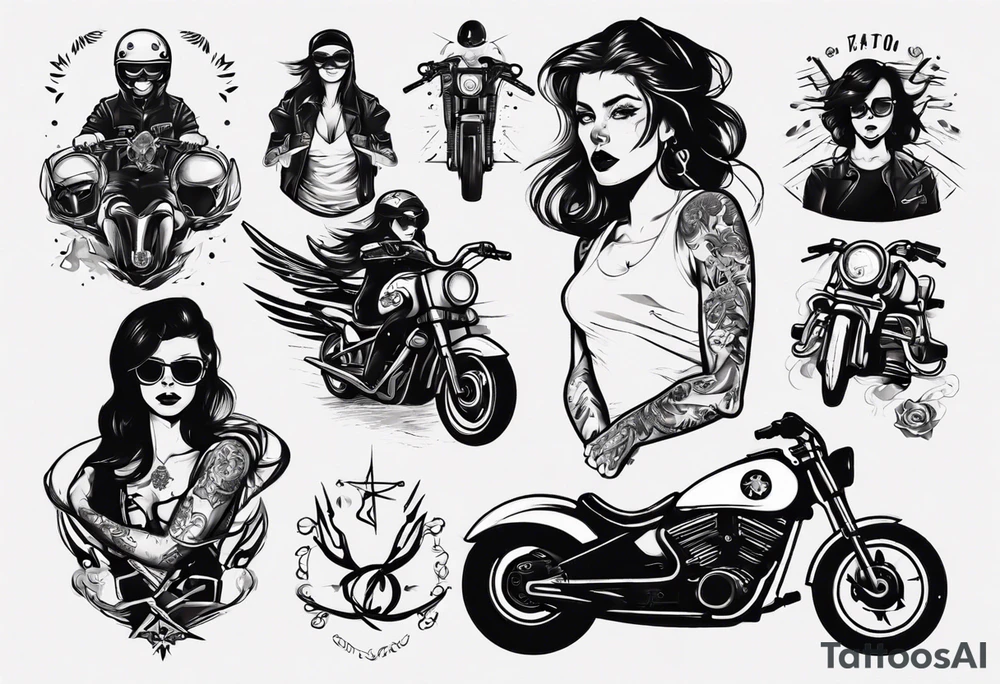 sexy biker girl tattoo idea