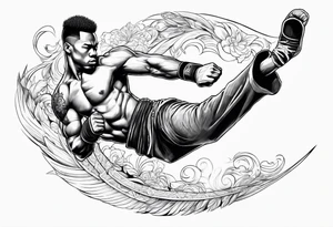 Martial artist doing a flying side kick tattoo idea